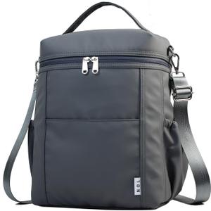 NOL Natural Organic Lifestyle Insulated Lunch Bags for Women Cooler Bag Lightweight Nylon Waterproof Lunch Box For Work (Dark gray, Large)