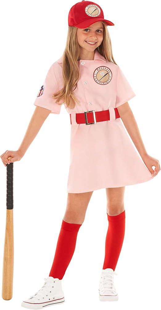 Morph Kids Baseball Costume Girls Peach Pink Baseball League Costume Outfit Halloween Costume For Girls 12-14 years  Morph Kids Baseball Costume Girls Peach Pink Baseball League Costume Outfit Halloween Costume For Girls 12-14 years