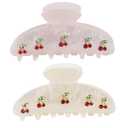 2PCS Cherry Hair Clips for Women Girls  Kawaii Fruit Medium Unique Claw clips, Trendy Handmade Look Acetate Hair Accessories for Thin Hair