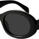 mosanana Oval Retro Trendy Sunglasses for Women 90s Style MS52371 (C1 Black/Grey)
