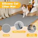 Pieviev Silicone Cat Litter Trapping Mat, 34''x22'' Large Cat Litter Mat, Easy to Clean & Soft on Kitty Paws, Waterproof Kitty Litter Pads for Indoor Cats, Light Grey