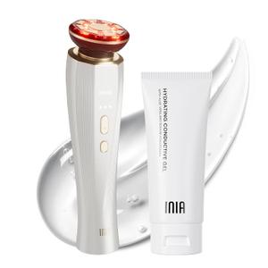 INIA 3-in-1 Skin Tightening Device True Beauty Glow Facial Massager Red Light Therapy for Face and Neck (White)