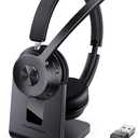 Wireless Headset with Mic for Work, Bluetooth Headset with Noise Cancelling | Headphones with Microphone Mute & USB Dongle for PC/Computer/Laptop/Cell Phones/Remote Work/Call Center (Black)