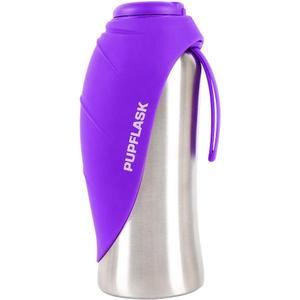 PupFlask Large Dog Water Bottle, 27 or 40 OZ Stainless Steel, Convenient Dog Drink Dispenser, Puppy Travel Water Bowl, Portable Pet Hydration Bottle , Leak Proof, Perfect Size For All Breeds (27 Ounce, Ultra Violet)