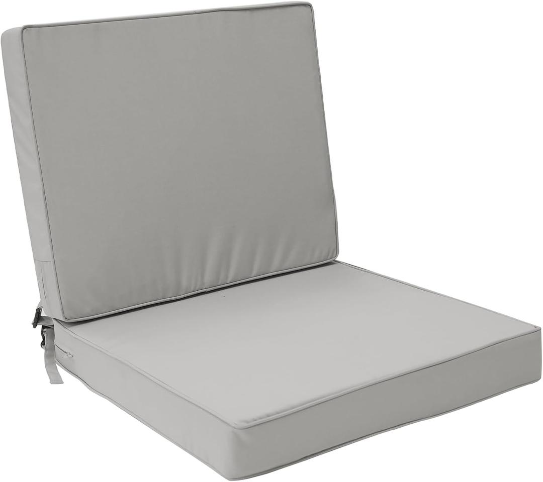 Outdoor Deep Seat Cushion Set 24" x 24", Water Repellent & Fade Resistant Cushion for Patio Furniture, Back & Seat Cushion with Removable Covers for Sofa, Couch, Light Grey