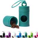 10 x Dog poop bag holder-2 in 1 Dog Waste Bag holder Comes with pet snack box for Leash Lightweight Pet Waste Bag DispenserEquipped with nylon rope and buckle (Excluding dog waste bag)(Black Green)