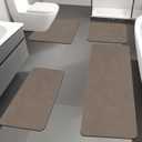 YIHOUSE Brown Bath Mat Rug Sets 4 Piece,Khaki Thin Bathroom Rugs Fit Non Slip Bathroom Mat Quick Dry, Absorbent Rubber Bath Mats for Bathroom Floor,Shower