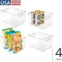 iDesign Storage Bins with Handles - Organize Kitchen, Bathroom, or Home Office - Set of 4 - Clear