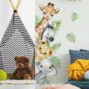 44.8811.75 Inch Jungle Safari Animal Wall Decals Watercolor Forest Elephant Lion Monkey Stickers Kids Wall Decor for Nursery Playroom Bedroom Classroom Kindergarten