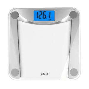 Digital Bathroom Weight Scale for Body Weight, High Accuracy Assured by Weighing Professional Since 2001,Extra Large Blue Backlit LCD and Step-On, 400lb/182kg, Clear Glass