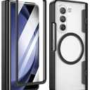 Maxdara for Z Fold 5 Case [Compatible with Magsafe], with Hinge Protection and Built-in Screen Protector Magnet Magnetic Translucent Cover for Samsung Galaxy Z Fold 5 (Black)