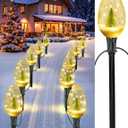 Brightever Jumbo C9 Pathway Christmas Lights Outdoor, 2-Pack Total 16FT 10 Large LED Bulbs Waterproof Plug-in Christmas Decorations, Jumbo Walkway Lights for Outside Garden Yard Decor - Warm White