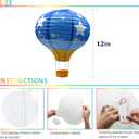 2 x 8 Pcs Blue Hot Air Balloon Paper Lanterns, 12 Inch Hanging Ceiling Decor in Sky Shades - Reusable Party Decorations for Shower, Birthday, Nautical Theme, Wedding & Nursery Room (Bule)