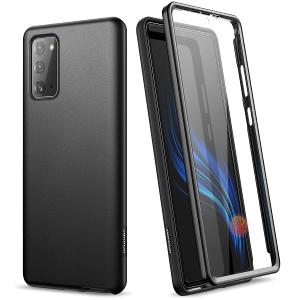 SURITCH Phone Case for Samsung Galaxy Note 20 Case, Front Cover with Built-in Screen Protector Full-Body Protection Shockproof TPU Bumper Protective Case for Girl Women Cute, Matte Black