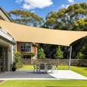 Cool Area Sun Shade Sail 10x20FT Rectangle Shade Canopy Outdoor Shade Cover for Patio Backyard Deck Garden, Sand