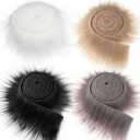 Tatuo 4 Pieces Faux Fur for Craft Fake Fur Shaggy Patches Ribbon Chair Cover Seat Cushion Pad Supplies for Sewing DIY Gnome Beard Easter Costume Winter Valentine's Day(Black, Khaki, Grey, White)