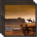 A PLUS MAX 15x15 Picture Frame Set of 3 Black Light Weight Wall Mount