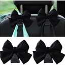 Mandark 2PCS Car Seat Headrest Hooks, Cute Bow Vehicle Hooks for Purses and Bags, Automotive Purse Hook Hanger Interior Decoration Accessories, Universal for SUV, Sedan, Truck (Black Line)
