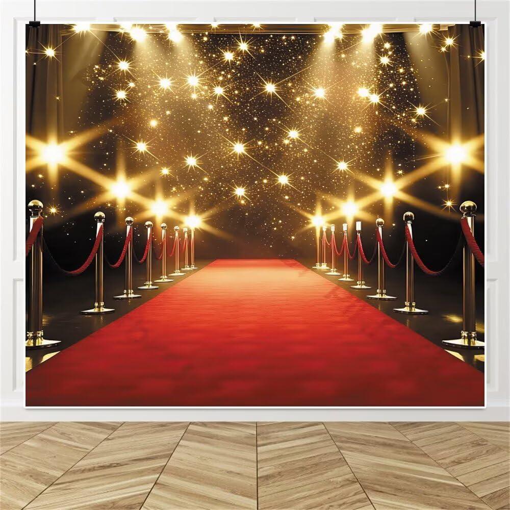 Red Carpet Backdrop 10x8ft Fabric Award Ceremony Backdrops VIP Movie Night Theme Birthday Party Red Carpet Events Background Graduation Senior Prom Photos Stage Show Backdrop