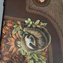 Men Brown Bible Cover Sloth Print Women Bible Carrying Case Church Bag with Multiple Pockets, Bible Case with Top Handle (Medium)