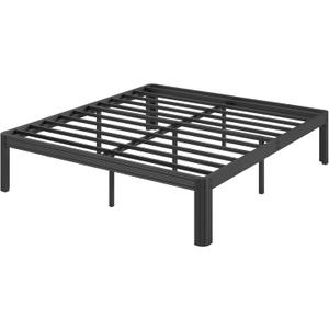 Hunlostten 14 in High Heavy Duty King Size Bed Frame Platform, Reinforced Metal King Bed Frame No Box Spring Needed, Rounded Edge, Surdy Steels, Easy Assembly