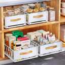 Pull out Cabinet Organizer, Heavy Duty Slide out Pantry Shelves Drawer Storage with Adhesive Nano Film, Sliding Mesh Cabinet Basket with Handle for Kitchen, Bathroom, Home, 11.8W" X 15.7"D X 6.2"H,White