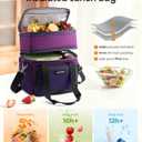LOVEVOOK Insulated Lunch Bag For Women Men,Expandable Double Deck Lunch Box With Large Cup Holder,Leakproof Cooler Bag For Adult Lunch Tote Bag Work Picnic Beach with Adjustable Shoulder Strap Gift