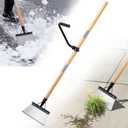 Iron Weeding Rake with 47.24" Long Handle, 9.25" Widened Garden Flat Shovel Ergonomic Auxiliary Handle for Weeding, Lawn Edging, Snow Removal, Ice Scraping-Tool-Free Assembly&Storage