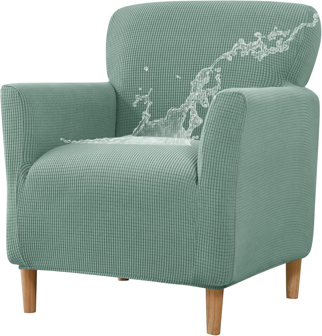 Gollense Banquet Armchair Slipcover Luxury Waffle Chair Slipcovers with Arms Stretch Chair Covers for Living Room Soft Club Chair Cover Anti Slip Dog Pet Friendly Furniture Protector, Green