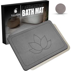 Stone Bath Mat | Diatomaceous Earth Quick Drying Shower Mat | Absorbent Non-Slip Bath Mats for Bathroom | Elegant Minimalist Design, Easy to Clean Shower Stone | 24" x 16" (Zen Lotus)