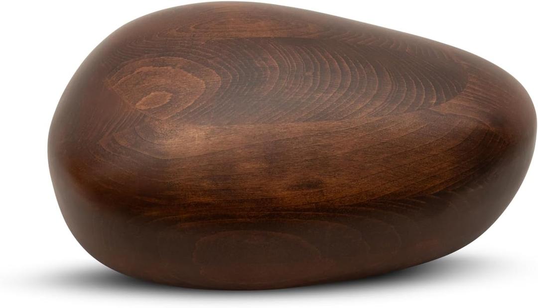 URN UNIQUE River Stone Urn for Ashes - 150 lbs Volume of Cremation Weight - Handcrafted Beech Wood - Dimensions (Walnut, 150 lbs)