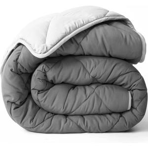 ViscoSoft All Seasons Twin/Twin XL Down Alternative Reversible Quilted Comforter - Breathable Twin Extra Long Premium Soft Microfiber, Gray (Light Gray/Dark Gray)