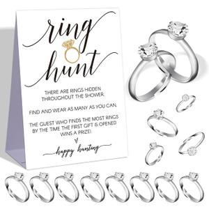 Minimalist Ring Hunt Game,Bridal Shower Decoration,Wedding Shower Game,Engagement Party Games,Bachelorette Scavenger Hunt,Bridal Shower Favors for Guest,Hidden Game,Plastic Rings for Bridal Shower-J6
