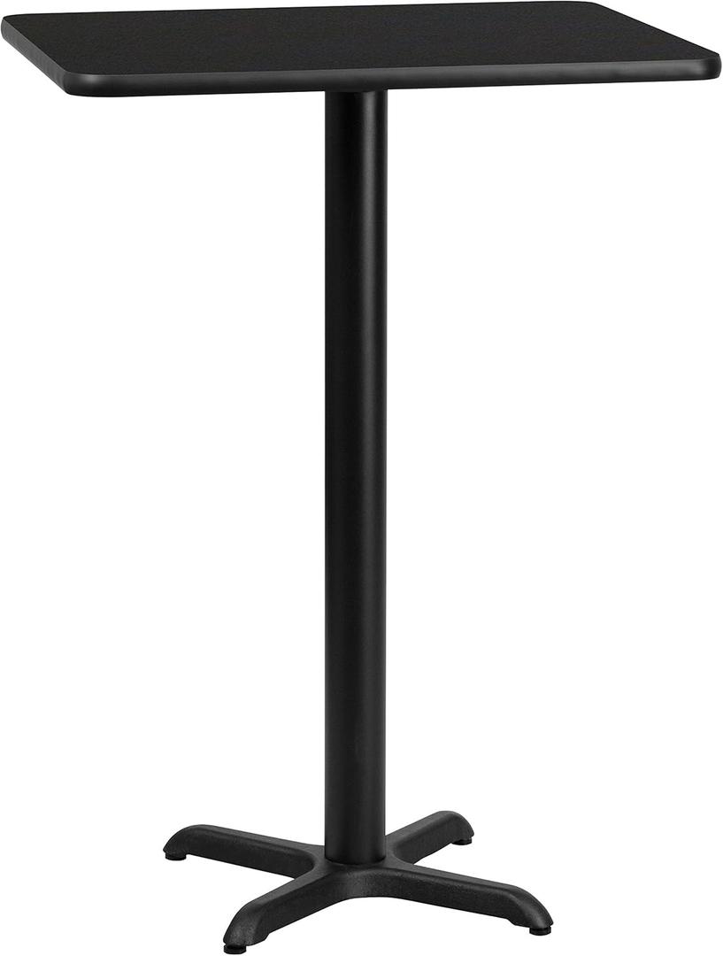 Flash Furniture Stiles 24'' x 30'' Rectangular Black Laminate Table Top with 22'' x 22'' Bar Height Table Base