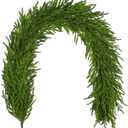 Hollyone 6FT Norfolk Pine Garland Real Touch Winter Pine Garland Faux Christmas Garlands Artificial Greenery Plant for Table Fireplace Mantle Wall Indoor Outdoor Mantle Holiday Christmas Home Decor