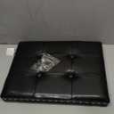 Small Storage Ottoman Foot Rest Stool, 16x12x12 in Foldable Leather Footstool Storage Bench with Rivet Design, Thicker Foam Padded Seat, Footrest Under Desk for Living Room Bedroom, Black