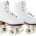 Chicago Skates Women's and Girl's Premium Leather Lined Rink Roller Skate - Classic White Quad Skates (Women Size 9, White)