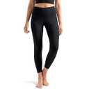 YUNOGA Women's Ribbed High Waisted Tummy Control Leggings Buttery 25" Inseam Workout Yoga Pants, L, Black
