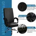 Shukii Waterproof Office Chair Cover PU Leather Computer Seat Covers Stretch Rotating Chair Slipcover with Elastic Bottom Universal Chair Protectors for Rotating Boss Chair (Black, Large)