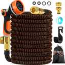 Garden Hose, Flexible Expandable Hose, 15m, Black and Orange, TPE and Fabric, 10 Function Nozzle, Wall Mount Attachment, 1 Pack