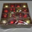 44Pcs Christmas Ball Gold and Red Christmas Ornaments Set for Garden Backyard Holiday Wedding Party Decor with 12 pcs 2.36” Large and 32 pcs 1.18” Mini Christmas Decorations Ornaments Bulk Balls