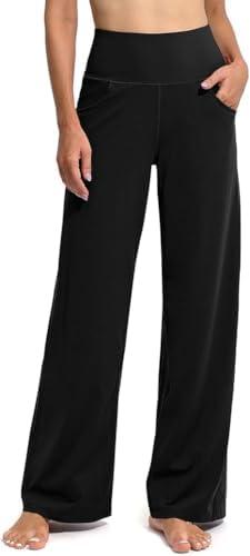 Promover Wide Leg Pants Woman Yoga Pants with Pockets Stretch Loose Casual Lounge Sweatpants Petite/Regular/Tall XL
