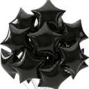 TONIFUL 15Pcs 18 Inch Large Black Star Shape Foil Balloons Big Black Stars Helium Mylar Ballons for Birthday Wedding Baby Shower Anniversary Engagement Party Decorations Supplies