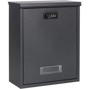 Locking Mailbox Wall Mount Combination Lock Drop Box Large Capacity with Galvanized Steel Cover and Rust-Proof Metal Post Box, 12.6 x 10.24 x 4.21 InchBlack Matt
