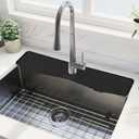 Meiliweser Faucet Mat for Kitchen Sink  24 x 5.1 Extra-Long Silicone Splash Guard with 10 Slope & Upgraded Drainage  Gen 3 Sink Water Catcher & Sponge Holder for Kitchen, Bathroom (Black)