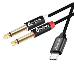 Devinal USB C to 1/4" inch Audio Cable, Type C to Dual 6.35mm TRS Stereo Aux Cord Y Splitter for Smartphone, Tablet, Laptop Link Amplifier, Mixing Console Mixer, Speaker, 10 Feet