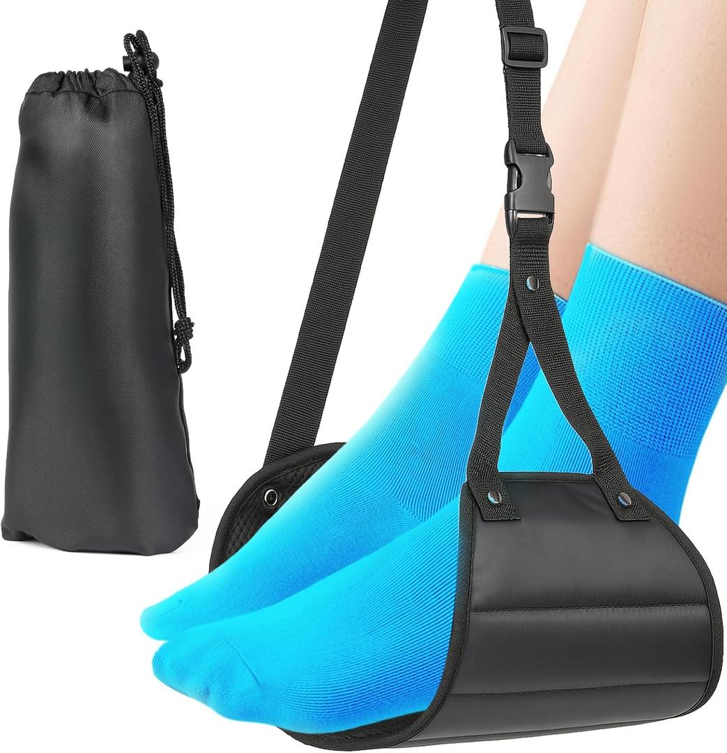 Airplane Travel Foot Hammock, Perfect Airplane Footrest to Relax Feet, with an Adjustable Length, Foot Hammock Essential for Relaxing During Work or Travel