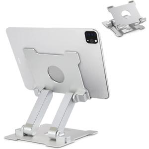 KABCON Quality Tablet Stand,Adjustable Foldable Eye-Level Aluminum Solid Up to 15-in Tablets Holder for Microsoft Surface Series Tablets,iPad Series,Samsung Galaxy Tabs,Amazon Kindle Fire,Etc.Silver