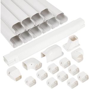Kalkehay 3" W x 16.1Ft L Line Set Cover Kit for Ductless Mini Split Air Conditioners, PVC Decorative Cover for Central AC and Heat Pump Systems Tubing Cover