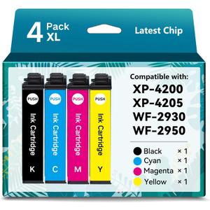 Remanufactured for Epson 232xl Ink Cartridge for Epson 232XL Ink Cartridges Combo Pack T232 XL for Epson WF-2950 WF-2930 for Epson XP-4200 XP-4205 Printer High Yield Black Cyan Magenta Yellow